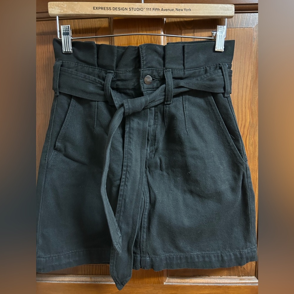 Joe's Jeans Black High-Waist Paper Bag Skirt
